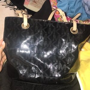 MK Shiny Black Tote Purse